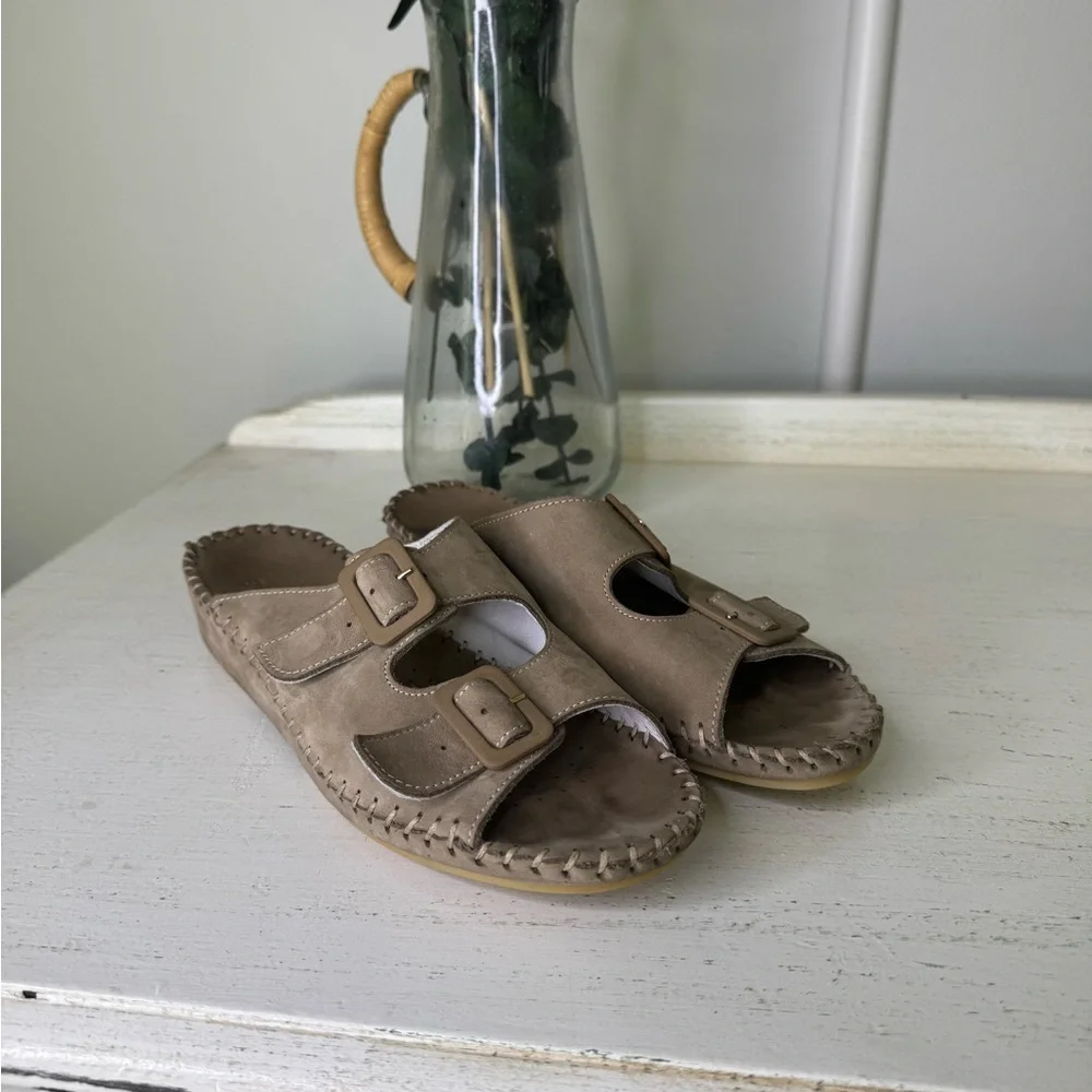 laPlume sz 40 European 9.5-10 American Tan Leather Sandals - Picture 6 of 9